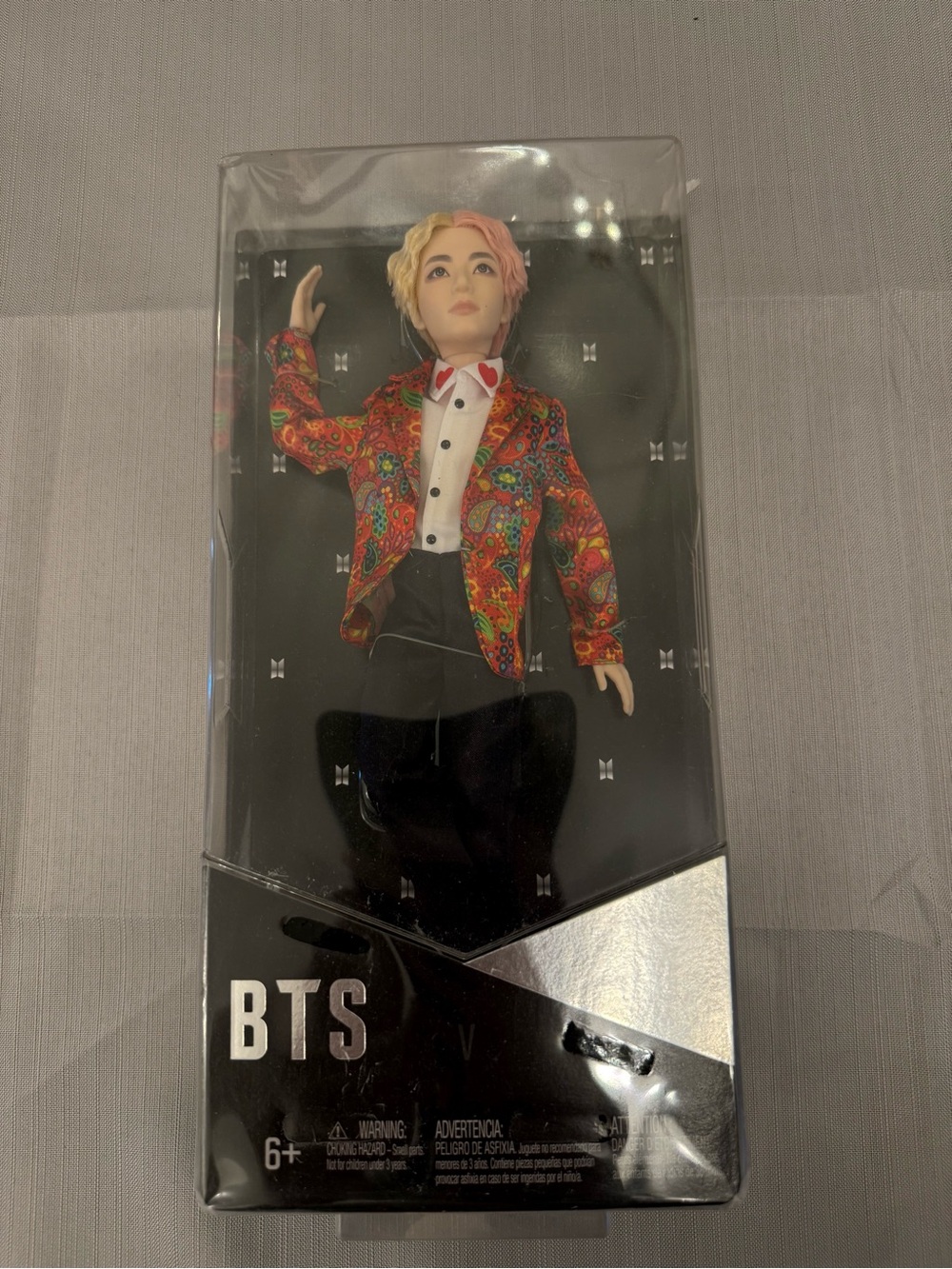 Mattel BTS Doll V with Multicolor Paisley Jacket - Red, Green, Orange, Blue